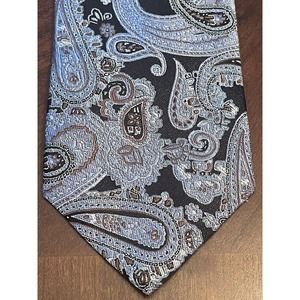 W.H Belk Blue Brown 100% Silk Men’s Neck Tie Made In China